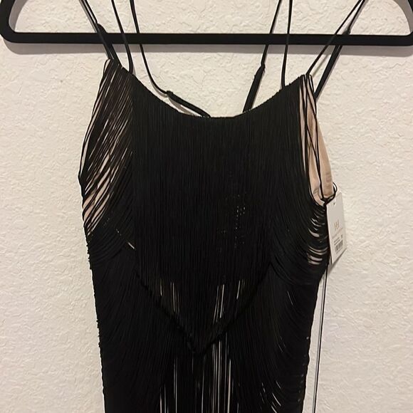 HH
Evening Collection Tassel Dress - NEW NWT - Black Fringe - Tan Slip Dress - Picture 2 of 6